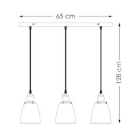 Metalen Hanglamp - Inclusief 3 Glazen Lampenkap - Helder - Ø65 x 128 cm - E27 fitting - voor gebruik in slaapkamers en werkruimtes - Inclusief 1 meter kabel - thumbnail