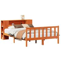 Bed met boekenkast zonder matras grenenhout wasbruin 135x190 cm - thumbnail