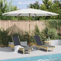 VidaXL Parasol met houten paal 350 cm zandwit - thumbnail