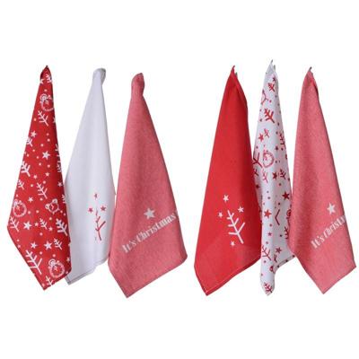 Kerst Theedoek katoen set a 3 stuks