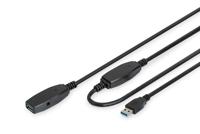 Digitus DA-73106 USB-kabel USB 3.2 Gen1 USB-A stekker, USB-A bus 15.00 m Zwart Afgeschermd, Afgeschermd (dubbel) - thumbnail