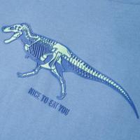 Kindershirt dinosaurusprint 128 middelblauw - thumbnail