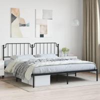 Bedframe met hoofdbord metaal zwart 193x203 cm - thumbnail