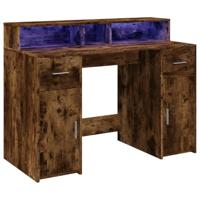 Bureau met LED-verlichting 120x55x91 cm hout gerookt eikenkleur - thumbnail