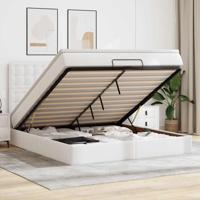 Ottoman bed met matras en LED's 180x200cm kunstleer wit - thumbnail
