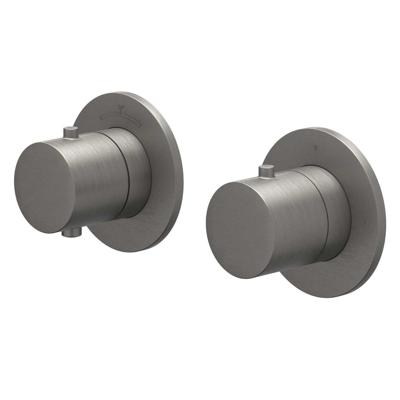 Afbouwdeel IVY Bond Inbouwthermostaat Symmetry 2-Weg Stop-Omstel Met Rond Rozet Geborsteld Metal Black PVD IVY