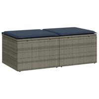 2-delige Loungeset met kussens poly rattan acacia grijs - thumbnail