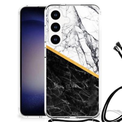 Samsung Galaxy S24 Anti-Shock Hoesje Marmer Wit Zwart - Origineel Cadeau Man Samsung Galaxy S24 Anti-Shock Hoesje Marmer Wit Zwart - Origineel Cadeau Man