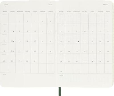 Moleskine 12 Monate Wochen Notizkalender 2026, Pocket/A6, 1 Wo = 1 Seite, rechts linierte Seite, Weicher Einband, Myrtengrün