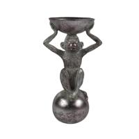 Beeld aap zilverkleurig 26cm - thumbnail