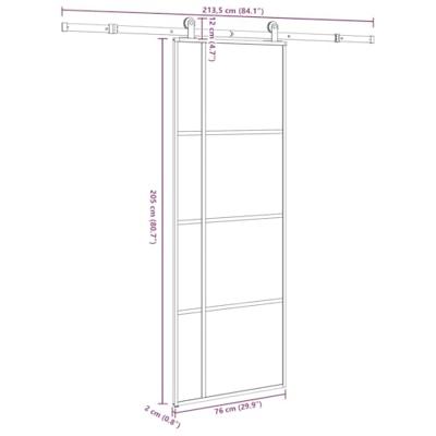 VidaXL Schuifdeur met beslag 76x205 cm esg-glas en aluminium