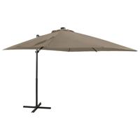 VidaXL Zweefparasol met paal en led-verlichting 250 cm taupe - thumbnail