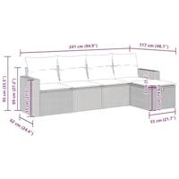 5-delige Loungeset met kussens poly rattan grijs - thumbnail