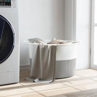 VidaXL Wasmand ø 55x36 cm katoen grijs en wit