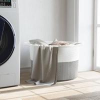 VidaXL Wasmand ø 55x36 cm katoen grijs en wit - thumbnail