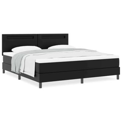 Boxspringbed met Matras in Zwart, Super King Size, Faux Leer - thumbnail