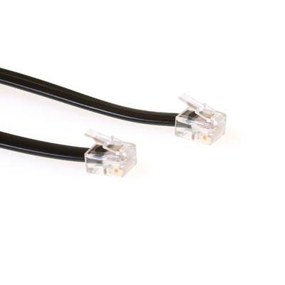 ACT TD5703 Platte Telefoonkabel | RJ12 connectoren | Zwart | 3 meter