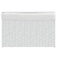 VidaXL Wasmand met deksel 55,5x35x34 cm poly rattan wit - thumbnail