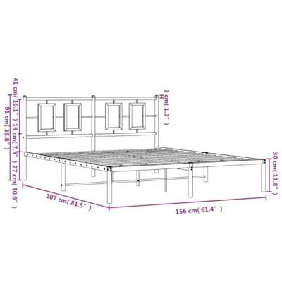 Bedframe met hoofdbord metaal zwart 150x200 cm Bedframe met hoofdbord metaal zwart 150x200 cm