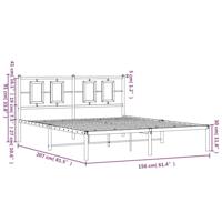 Bedframe met hoofdbord metaal zwart 150x200 cm - thumbnail