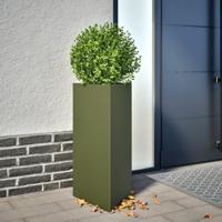 VidaXL Plantenbak driehoek 40x34,5x70 cm staal olijfgroen - thumbnail