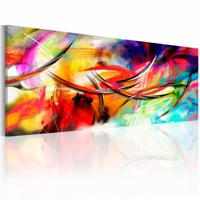 Schilderij - Dans van de regenboog, Multi-gekleurd, Wanddecoratie, premium Print op echt Italiaans canvas, voor woonkamer en slaapkamer, Abstracte afbeelding - 150x50cm - thumbnail