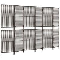 Kamerscherm 6 panelen poly rattan bruin - thumbnail