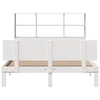 Bed met boekenkast zonder matras grenenhout wit 120x200 cm