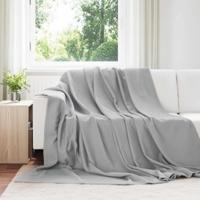VidaXL Gooi deken grijs 240 x 220 cm fleece - thumbnail