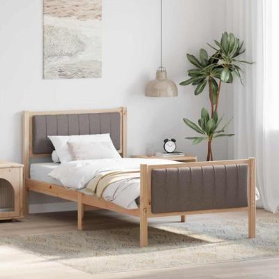 Bedframe Bruin en taupe 90 x 200 cm Massief grenenhout