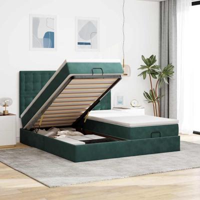 Ottoman bed met matrassen 180x200cm fluweel donkergroen