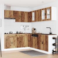 11-delige Keukenkastenset Porto bewerkt hout oud houtkleurig - thumbnail