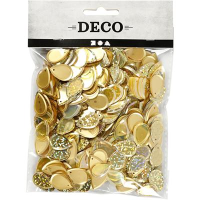 Creativ Company Pailletten, druppel, afm 14x19 mm, goud, 50 gr/ 1 doos