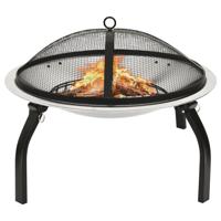 VidaXL Vuurschaal en barbecue 2-in-1 met pook 56x56x49 cm rvs - thumbnail