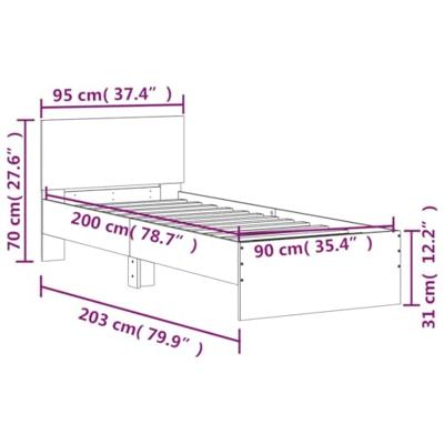 Bedframe met hoofdbord en LED-verlichting wit 90x200 cm