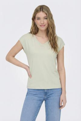 Only Onlsilvery S/s V Neck Lurex Top Jrs Noos T-shirts Green Lily