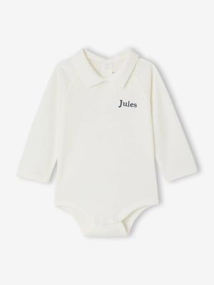 Baby body voor jongens van biologisch katoen ecru