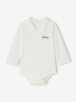 Baby body voor jongens van biologisch katoen ecru - thumbnail