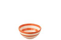 J-Line Bowl Granada Stripes High Ceramic White|Orange Small - thumbnail