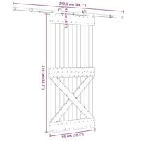 Schuifdeur met beslag 95x210 cm massief grenenhout - thumbnail