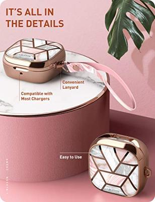 i-Blason Cosmo Beschermhoes voor Galaxy Buds Live (2020)/Pro (2021)/2 (2021), Marmer Roze