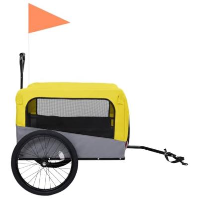 Fietstrailer en hondenwagen 2-in-1 geel en grijs - thumbnail