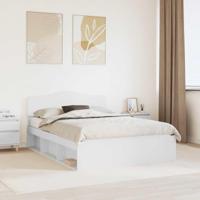 Bedframe met hoofdeinde Wit 160 x 200 cm Massief grenenhout - thumbnail