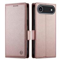 Lunso iPhone 17 Air hoesje - PU leren Bookcase met ruimte voor pasjes - Rose Goud - thumbnail