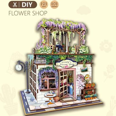 PlayfulMario Bloemenwinkel - Flower Shop met verlichting Houten Modelbouw Creatief & Educatief