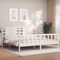Bedframe zonder matras massief grenenhout wit 200x200 cm - thumbnail