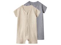 lupilu Set van 2 baby pyjama's (beige/grijs, 50/56) - thumbnail