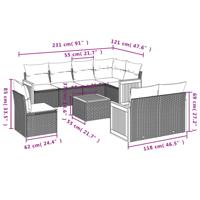 9-delige Loungeset met kussens poly rattan grijs - thumbnail