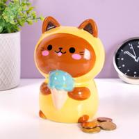Coin bank Kawaii Minty yellow ceramic - thumbnail