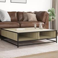 Salontafel 100x100x30 cm bewerkt hout en metaal sonoma eiken - thumbnail